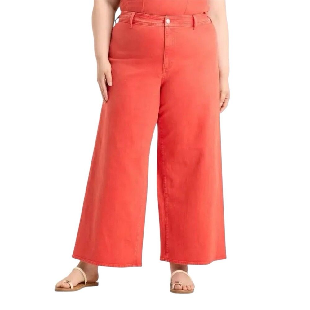 Universal Thread Women's Red Coral High-Rise Sailor Wide-Leg Jeans Size 16 NWT